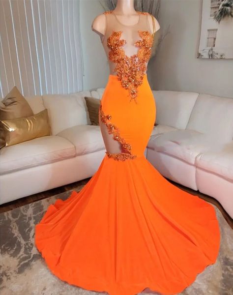 

2023 arabic aso ebi mermaid orange prom dresses beaded crystals evening formal party second reception birthday engagement gowns dress zj504, Black