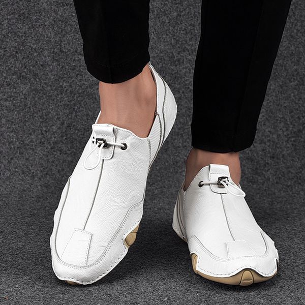 

dress shoes mens sneakers casual slip on loafers outdoor light flats autumn genuine leather shoes comfortable solid color 230220, Black