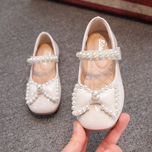 

first walkers spring bowknot pearl leather girls shoes baby princess 230217
