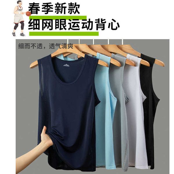 

men's vest fine mesh men's vest sports fast drying round neck waistcoat sleeveless bottoming breathable wide shoulder, White;black