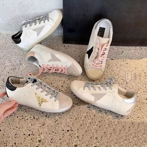 

classic casual sneakers superstar doold dirty sports shoe golden fashion men women ball star designer summer spring white leather flat shoe, Black