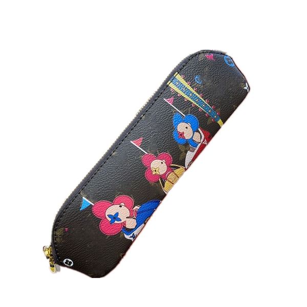 

famous designer sunflower wallet classic designer graffiti animal print letter zipper clutch bags women storage pencil case makeup brush pen, Red;black