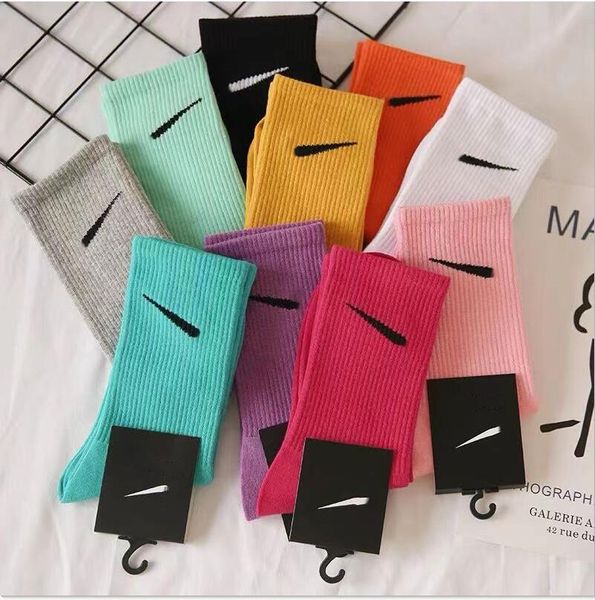 

brand socks men's socks women's socks pure cotton 10 color breathable sports sweatwicking socks alphabet nk print, Black