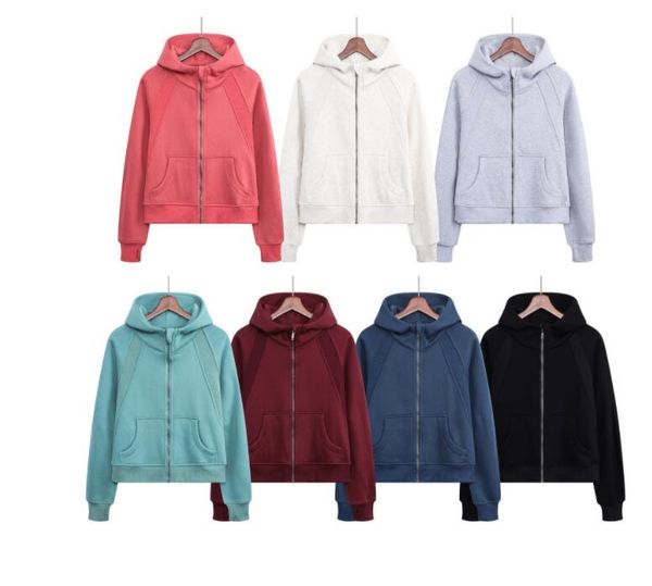 

Lu01 Yoga Outfits Sweatshirt Scuba Hoodies Full Zip Ovesized Coat Gym Clothes Women Sweater, 2#