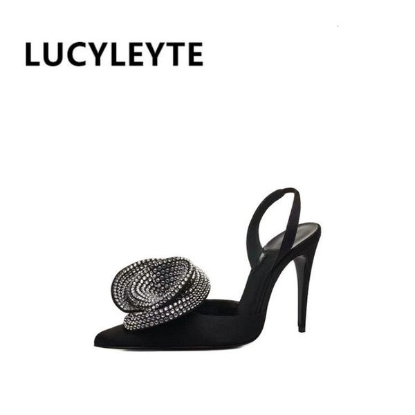 

sandals fashion flower slim fit high heels womens european and american walking show shoes wedding 230220, Black