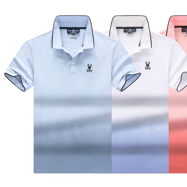 

mens psychological rabbit polo shirt short sleeve t shirt embroidered skull rabbit print lapel summer breathable couple m  xl xxl xxxl, White;black