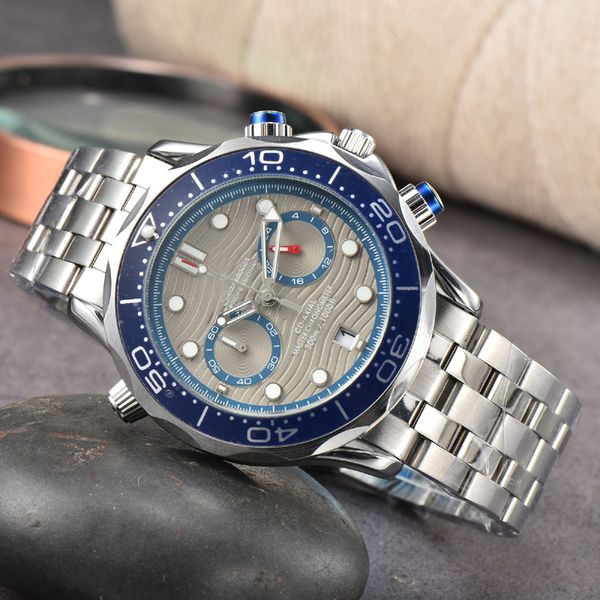 

omeg wrist watches for men 2023 new mens watches all dial work quartz watch luxury brand chronograph clock watch rubber watch band men fashi, Slivery;golden
