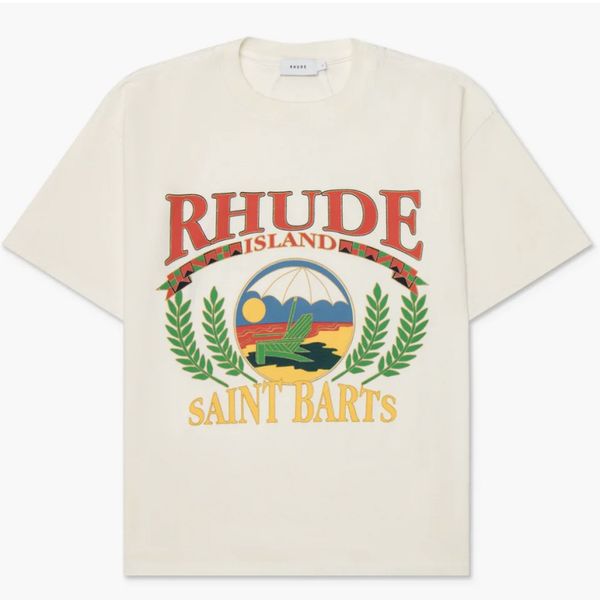 

rhude shirt mens designer classic f1 t shirt beach cozy pattern printed t-shirt with round neck and short sleeves for men and women couples, White;black