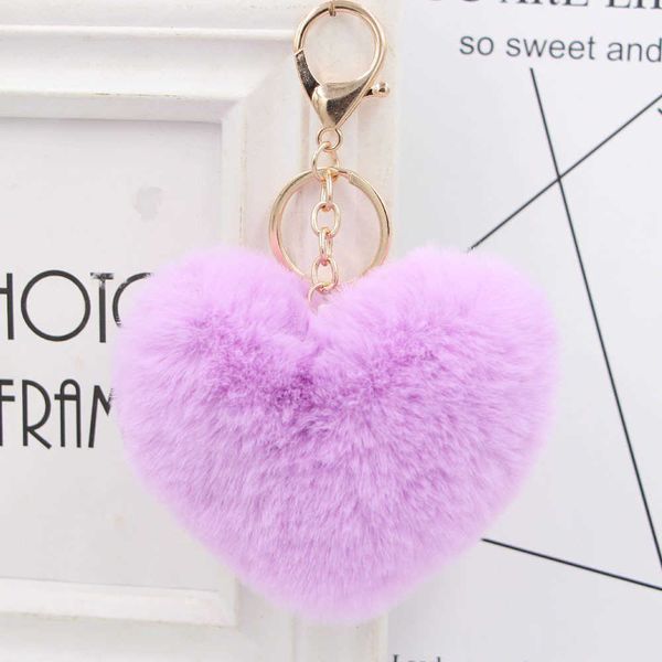 

key rings lovely heart keychains women's pom poms faux rex rabbit fur ball cute key chains girl bag hang car key ring pendant llaveros, Slivery;golden