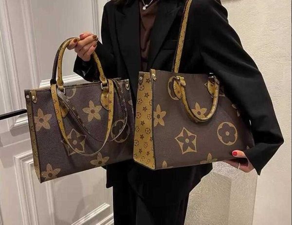 

2023 luxury brand womens designers handbag luxurys tote reusable bags onthego ladies chain shoulder shopping totes wholesale patent leather, Black