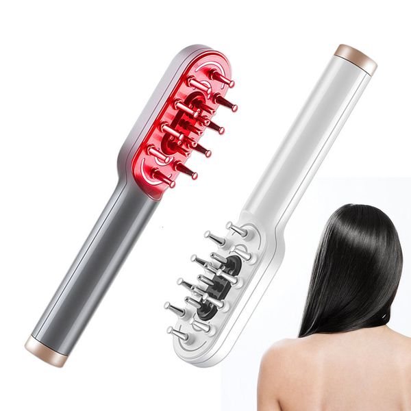 

hair brushes growth comb rf red blue light electric laser anti loss treatment ems vibration scalp massage brush relax 230221, Silver