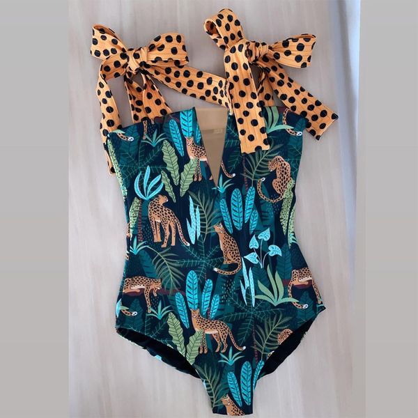 

swim wear swimsuit shoulder strappy print floral swimwear women backless bathing suit beach monokini 230220