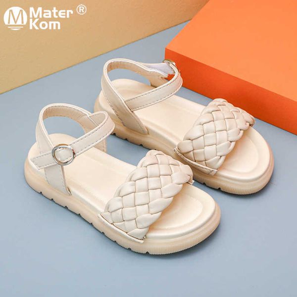 

sandals size 27-36 kids woven sandals children open-toe soft sole shoes girls princess sandals fashion non-slip breathable flat shoes r23022, Black;red