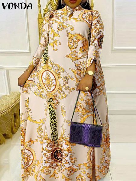 

casual dresses summer robe dresses for women autumn 34 sleeve holiday evening party maxi long sundress summer vintage printed vestido 230221, Black;gray