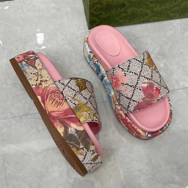 

casual ggs''gg women slides sandals platform slide slipper thick beach bottoms lady flip flops embroidery printed fashion summer s, Black