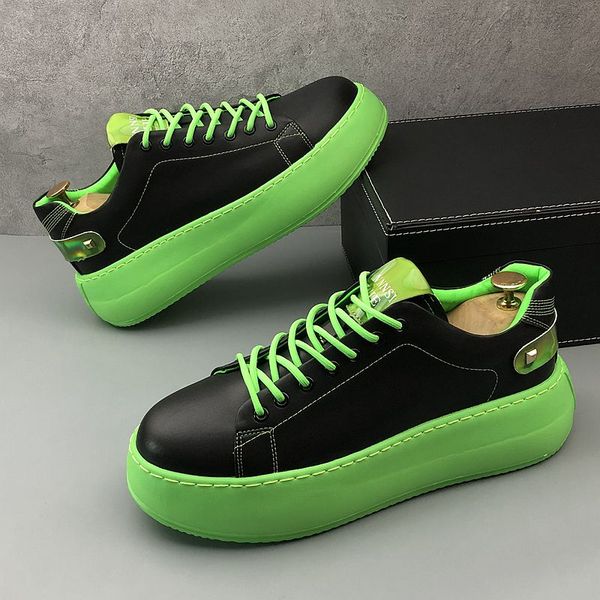 

british style wedding dress party shoes fashion vulcanized breathable sports casual sneakers round toe thick bottom business driving walking, Black