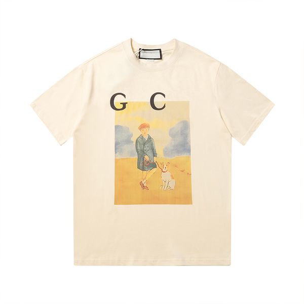 

2023 luxury designer men's t-shirt printed short sleeve new fashion couple cotton breathable t-shirt asian size s-2xl, White;black