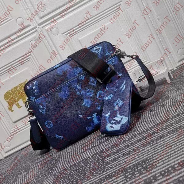 

luxury trio designer bags messenger crossbody bag men women genuine leather shoulder bag business handbags purse l2038