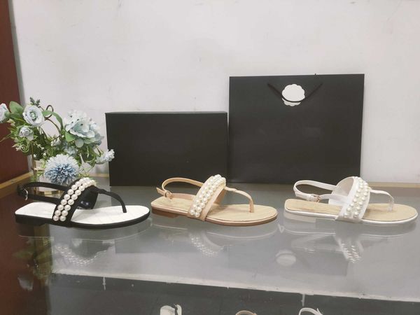 

summer classic t-strap sandals metal buckle c flat shoes women designer sandals 2023 fashion luxury designer flip flops women sandal with pe, Black