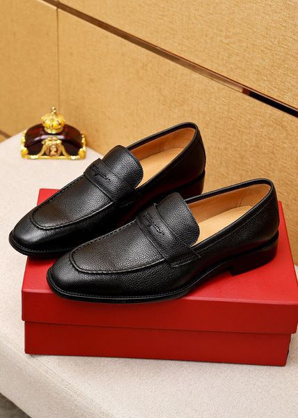

new 2023 fashion male dress shoes genuine leather business casual oxfords brand breathable party wedding flats size 38-45, Black