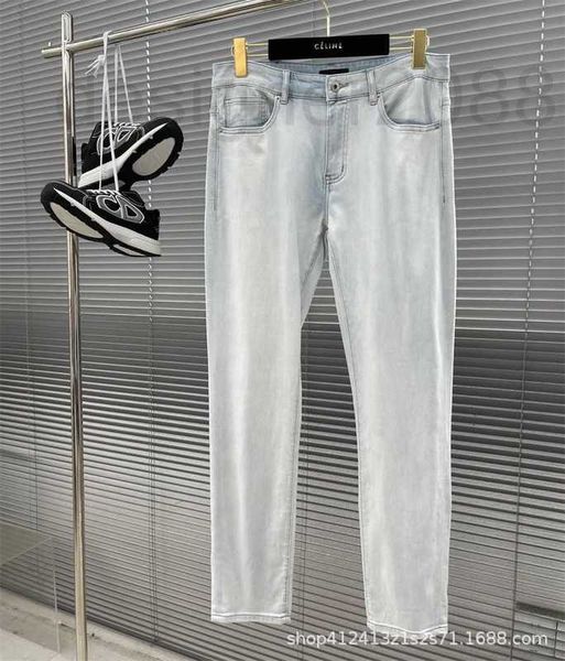 

men's jeans designer 23 spring/summer new classic triangle logo casual feet simple slim fit versatile pants ztak, Blue