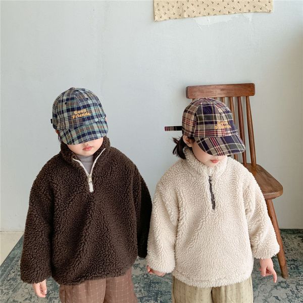 

hoodies sweatshirts winter fleece thicken high collar sweatshirts boys and girls solid color all match warm pullovers 230220, Black