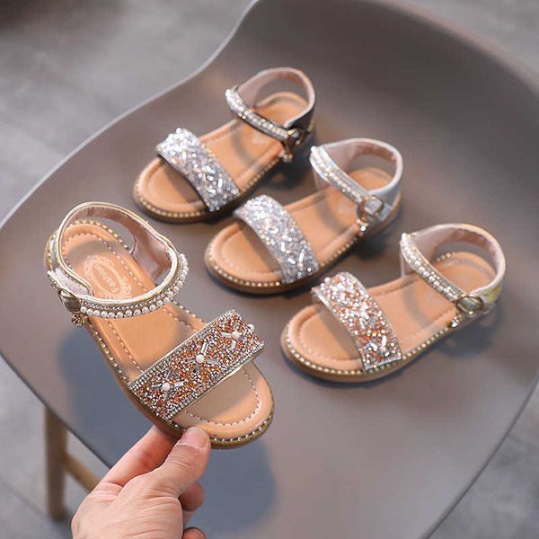

sandals summer girls shoes simple sequins flat heel princess shoes open toe kids sandals for girl toddler fashion children shoes csh1325 r23, Black;red