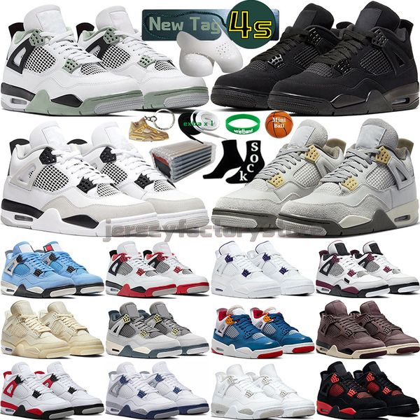

men 4 basketball shoes women 4s craft seafoam military black cat sail canvas white oreo midnight navy university blue thunder red wild thing