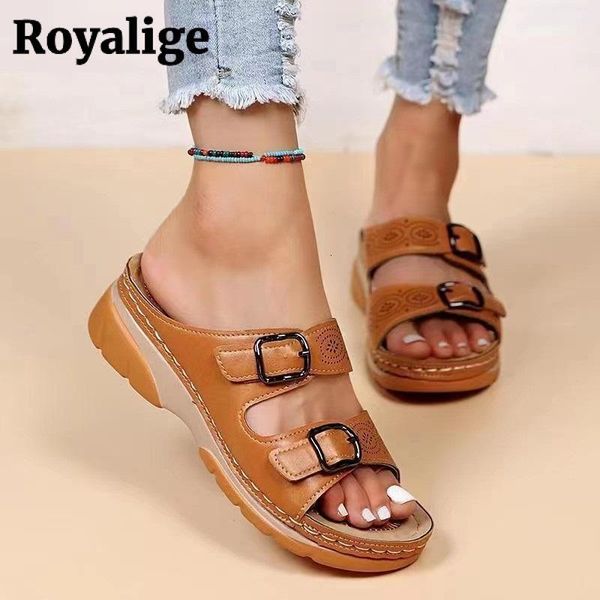 

sandals wedges shoes for women casual fashion belt buckle platform beach nonslip open toe slippers footwear 230220, Black