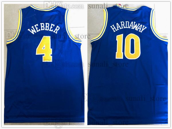

chris webber 4 tim hardaway 10 basketball jerseys retro blue, Black;red
