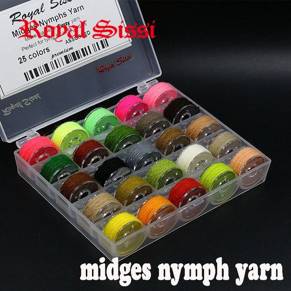

fishing hooks 25colors set midges nymphs yarn micro diameter fuzzy for small fly bodies dry tying thread caddis materials 230220