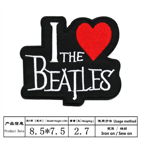 

new badge customize apparel sewing notion diy clothes embroidery rock band music english letter sticker applique ironing supplies decorative, Black