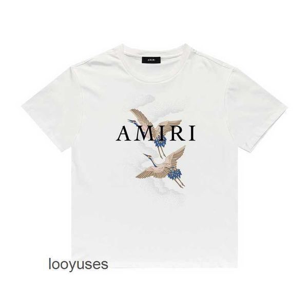 

designer t shirt amirs 2023 mens fashion color crane leisure hip hop us high street round neck short sleeve t-shirt 1dth, White;black