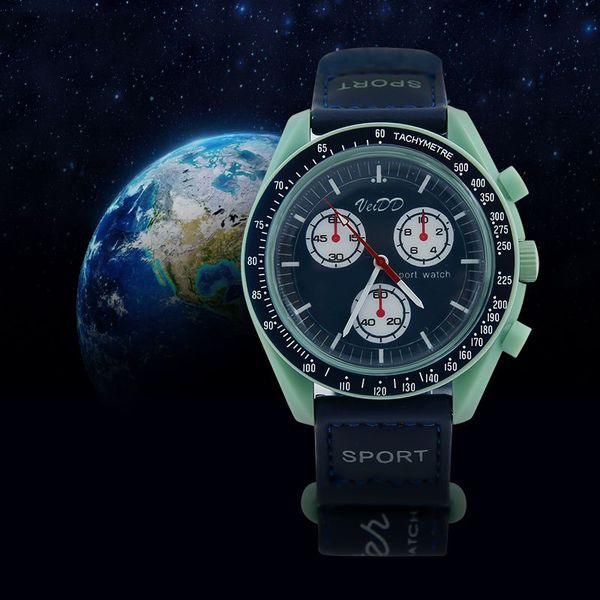 

dhgate bioceramic planet moon mens watches full function quarz chronograph watch mission to mercury 42mm nylon watch limited edition master, Slivery;brown