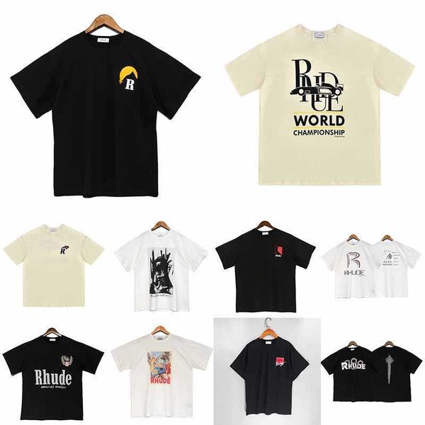 

rdhk rhude mens t shirt designer letter print short sleeve casual summer breathable clothing men's ladies premium clothes couple t shir, White;black