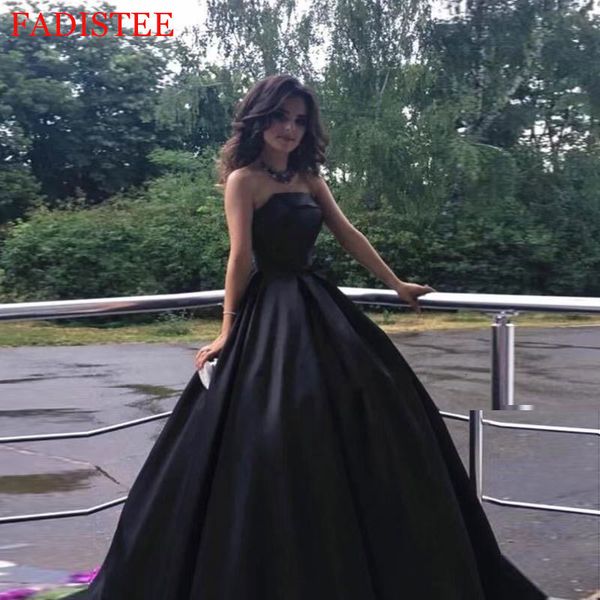 

party dresses style prom simple satin strapless a line black evening robe de soire floor length 230221, White;black