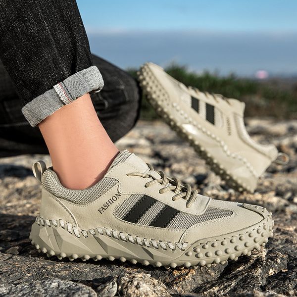 

casual shoes men women grey khaki mesh breathable outdoor sports sneakers size 39-46