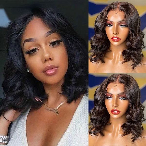 

body wave wig lace front wigs short bob wigs closure wig human hair for women natural color brazilian remy wigs, Black