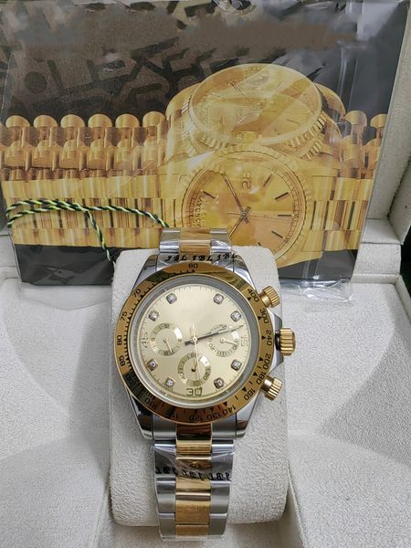 

with box luxury automatic 2813 mechanical movement watch gold dial watches men 116508 gold 116528 mens cosmograph wristwatches 202366, Slivery;brown