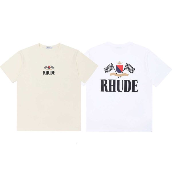 

clothes and shorts ins fashion br laif racing flag high street loose round neck short sleeve men's women's summer t-shirt cotton, White;black