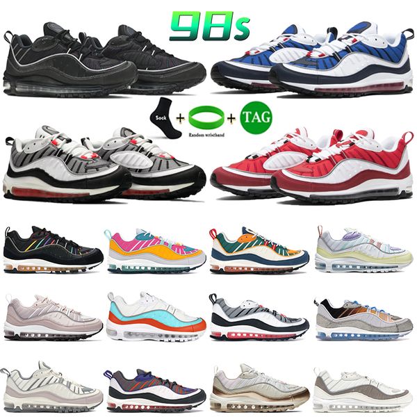 

98s designer running shoes multi-color la mezcla easter martin raptors black oil grey gym red gundam china rose men women air cushion