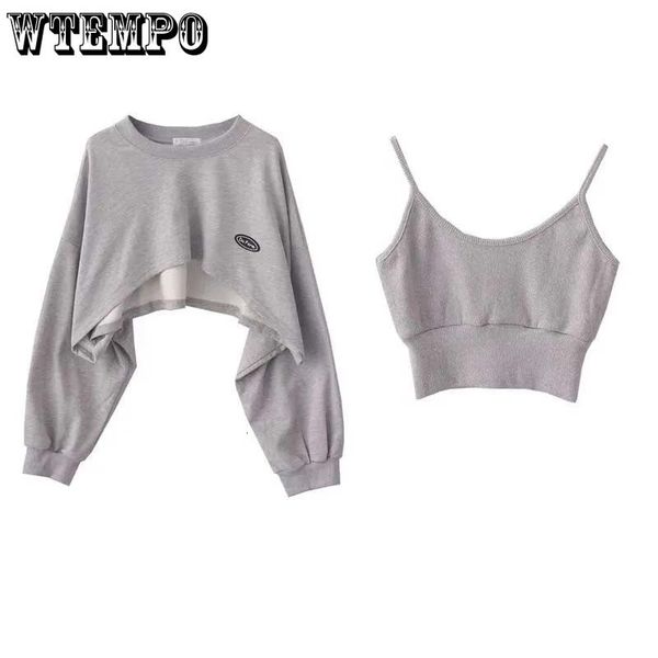 

women's t-shirt women's short thin sweatshirt long sleeve crew neck casual blouse daily casual two-piece simple style wholesale 23, White