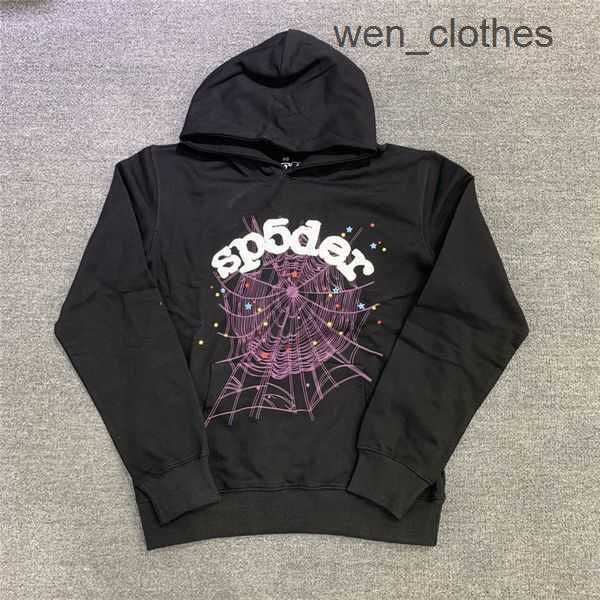 

1 to 1 quality men's hoodies yellow sp5der 555555 hooded men women white foam printing web hoodie young thug pullover 6 jve5, Black