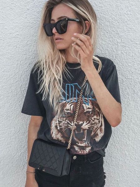 

women's t-shirt tiger graphic tee t-shirt women summer clothing loose cotton tshirt vintage streetwear shirts 230221, White