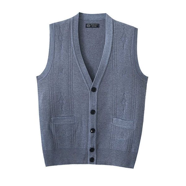 

men's vest middle-aged and elderly men's father's spring autumn jacquard button cardigan solid color knitwear, White;black