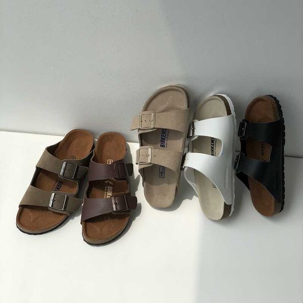 

slippers factory designer birkinstocks leather cork sandals for women in summer of, Black