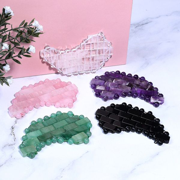 

beauty mini facial eye massager natural rose quartz amethyst eye mask gemstone beads cooling jade stone eye sleep mask promote relaxation