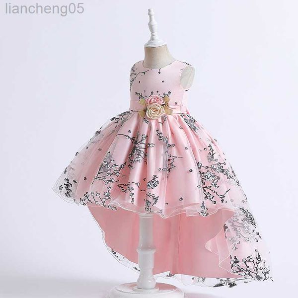 

girl's dresses high-quality flower girl party dress sleeveless knee-length kid princess gown for 2 to 10 year olds w0221, Red;yellow