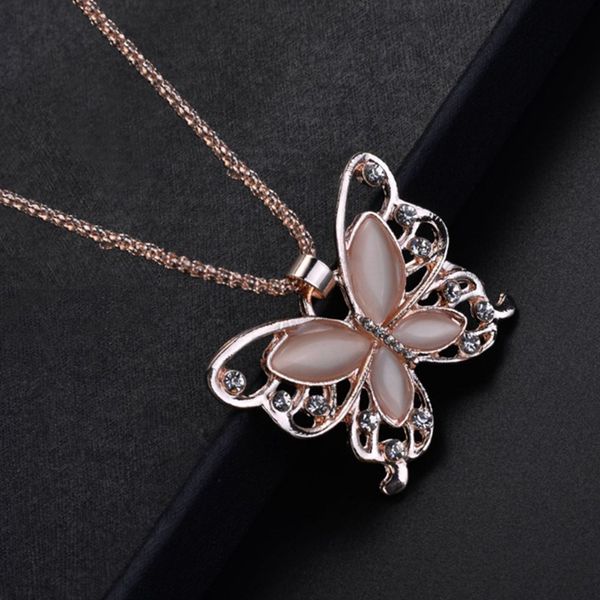 

10pcs cute opal butterfly pendant necklace for female party jewelry gift, Silver