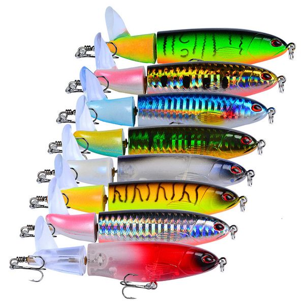 

fishing hooks 8 pcs set 11cm 14 5cm ater lure whopper popper bait hard plopper soft rotating tail tackle kit 230220